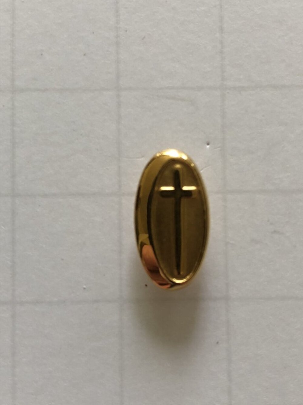 Marked 1/10 10K Gold Filled Religious Cross Oval Pin - 1.6g